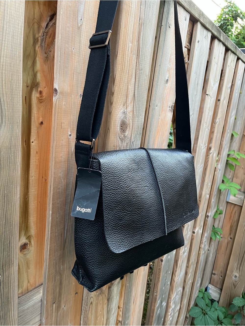 Bugatti Pebbled Leather Messenger with Adjustable Crossbody Strap